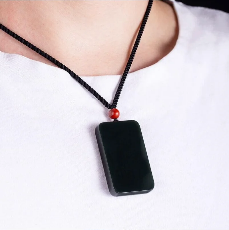 Pure natural Hetian jade pendant safe and sound brand mountain material ink jade men's jade pendant jade brand jade necklace jad