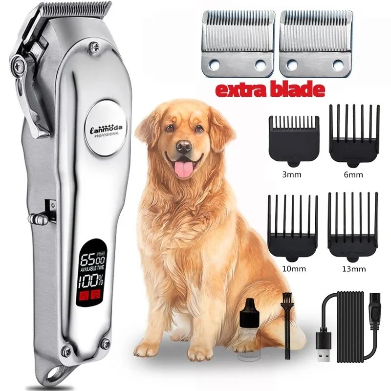 

Professional Dog Hair Clipper All Metal Rechargeable Pet Trimmer Cat Shaver Cutting Machine Puppy Grooming Haircut Low Noice