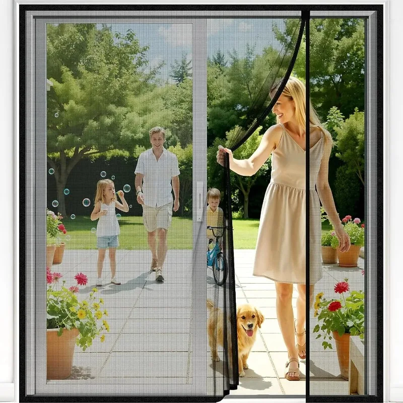 Magnetic Door Screen Custom Size Mosquito Net Invisible Anti-Insect Fly Mesh Curtain for Indoor and Outdoor Summer Use