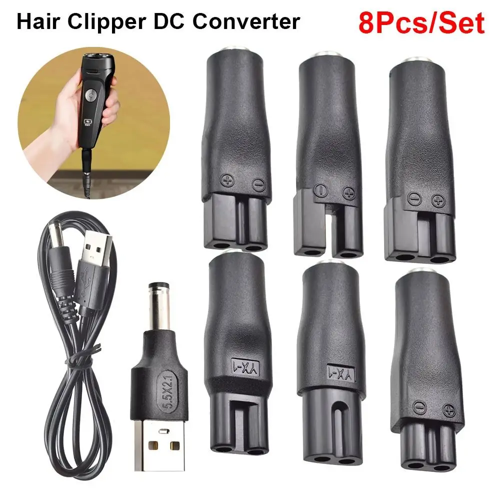

8Pcs/Set DC 5.5*2.1mm to 1.8/2.35mm Hair Clipper DC Converter Double Hole/Single Slot Replacement Shaver Charging Line Adapter
