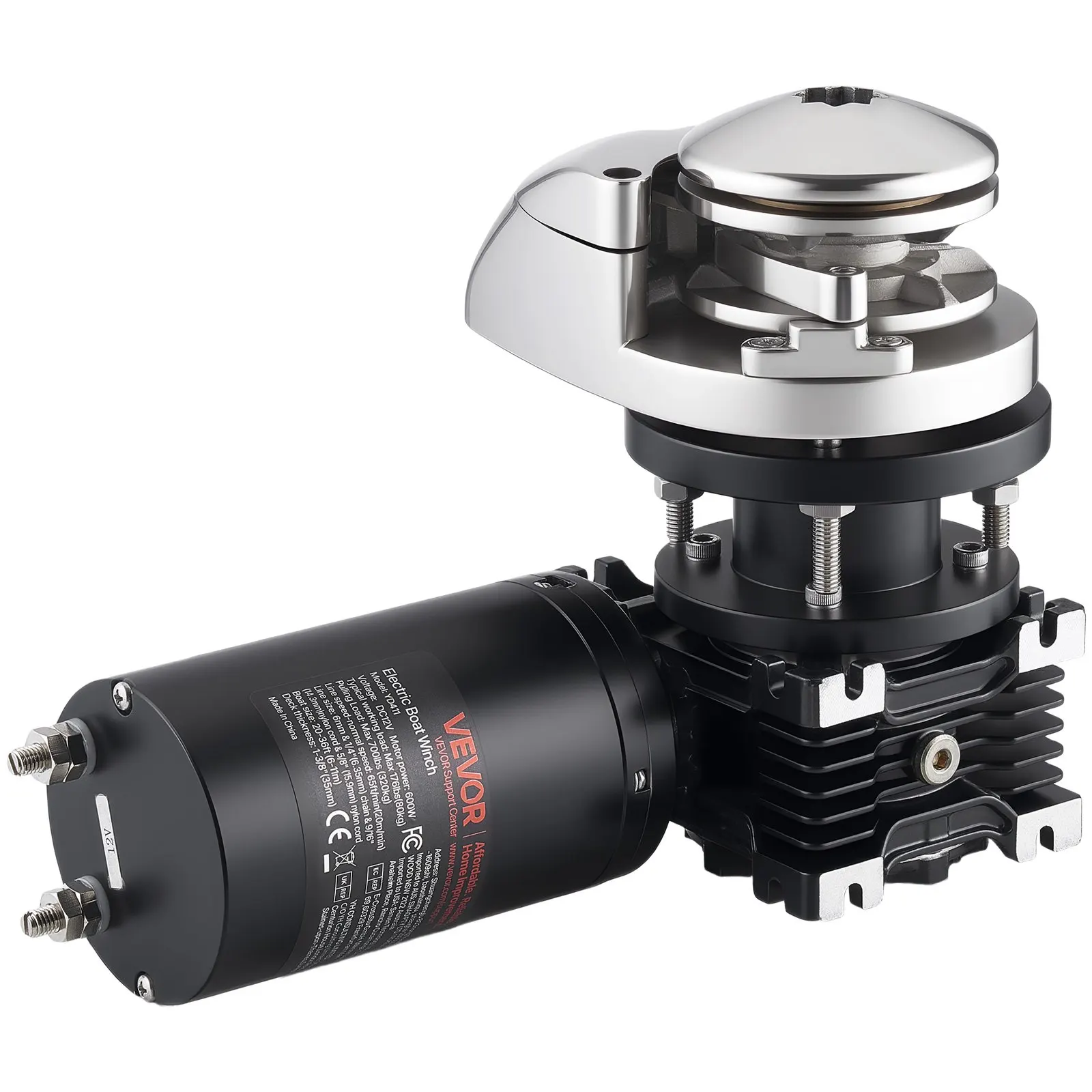 

Vertical Fishing Windlass, 12V DC 1100W, Windlass Anchor Systems Fit For 1/4-Inch Chain Or 9/16 & 5/8 Inch Nylon Rope, Max Pull