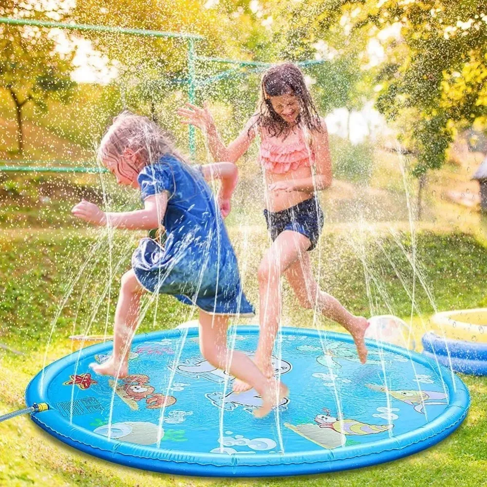 Children Play Splash Pad,Outdoor Water Toy,Summer Sprinkler Pool,Inflatable Splash Play Mat for Dog,Backyard Swimming Party Toy