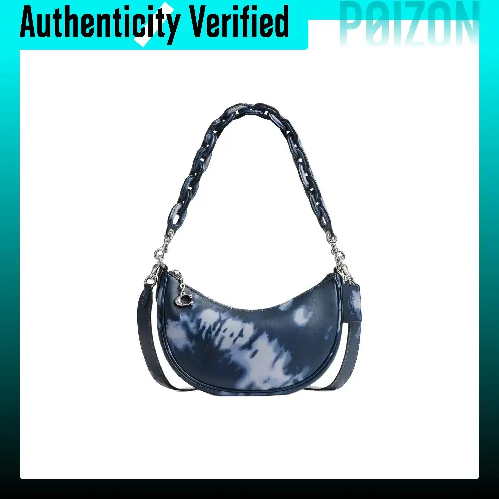 COACH Mira Smooth Leather Handbag, Shoulder Bag Medium Women's Light Antique Nickel & Night Marine Blue CU045-LHNGB