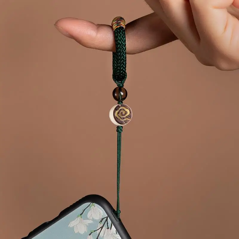 Chinoiserie Style Mobile Phone Chain Lanyard Short u Disk Pendant Women and Men Woven Ring Buckle Key Anti Loss Pendant Rope