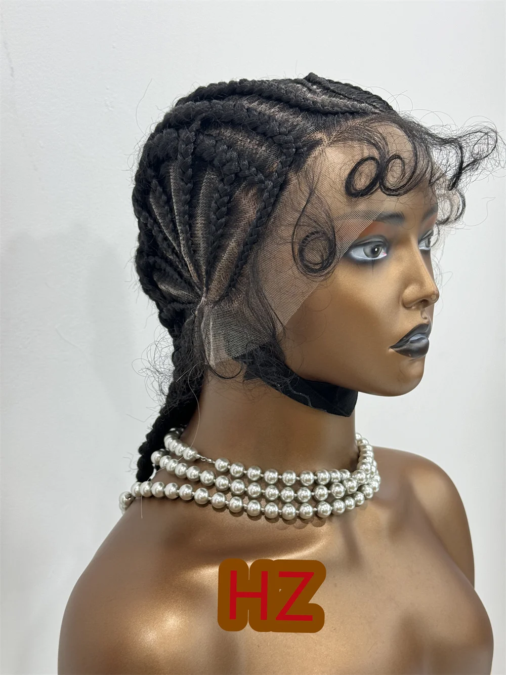 Hz วิกผมถักลูกไม้สังเคราะห์สำหรับผู้หญิงผิวดำวิกผมถักเปียที่ไม่มีปมถักมีน้ำหนักเบา