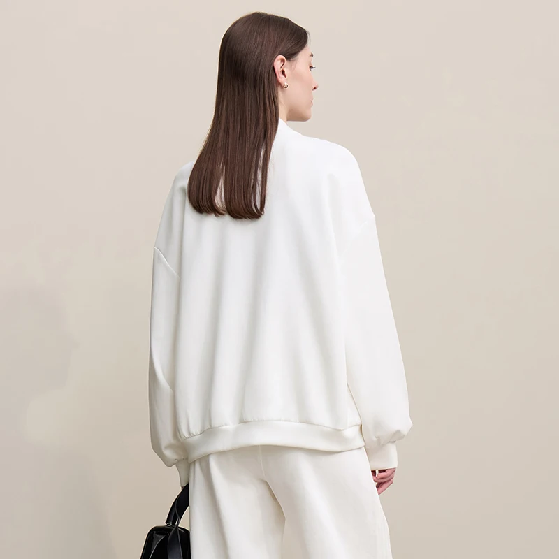 Amii Women's Spring Jacket with Beaded Flowers and Zipper