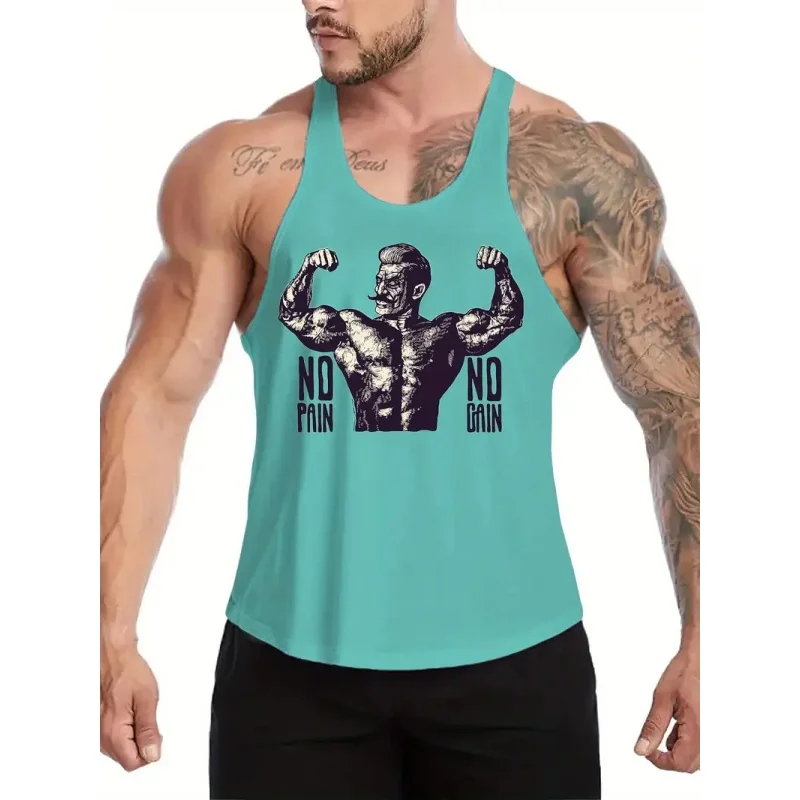 

2025 Summer Men's Tough Guy Fitness Tight Vest Exercise Muscle Shirt Fitness Sleeveless Vest