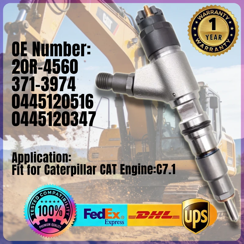 

Топливная форсунка 20R-4560 371-3974 0445120516 0445120347 для двигателя Caterpillar CAT C7.1, экскаваторов 320 320D 320D2 323 326 329D