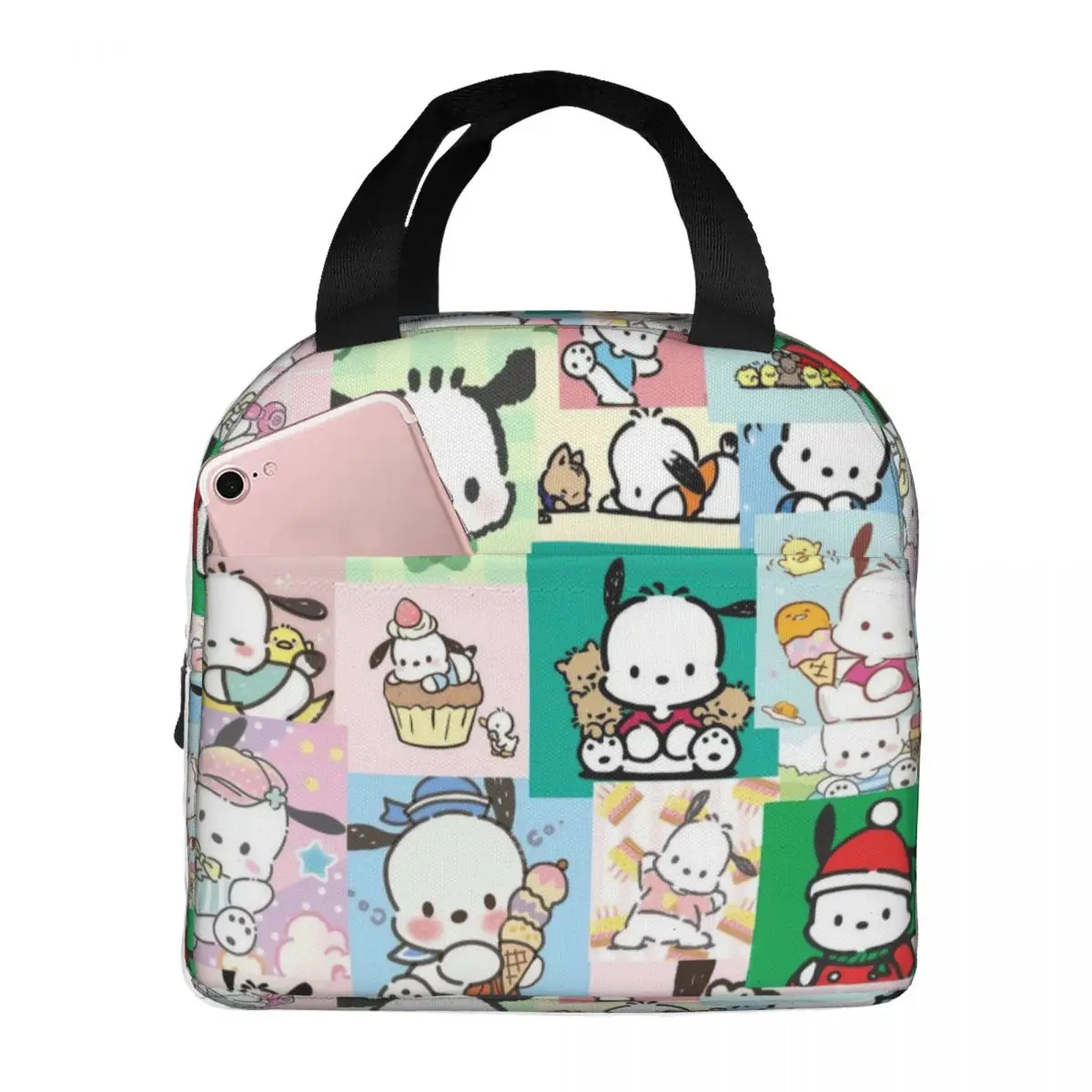 

Pochacco Insulated Lunch Bags Cooler Bag Meal Container Cute Dog Cartoon High Capacity Lunch Box Tote Girl Boy Work Travel