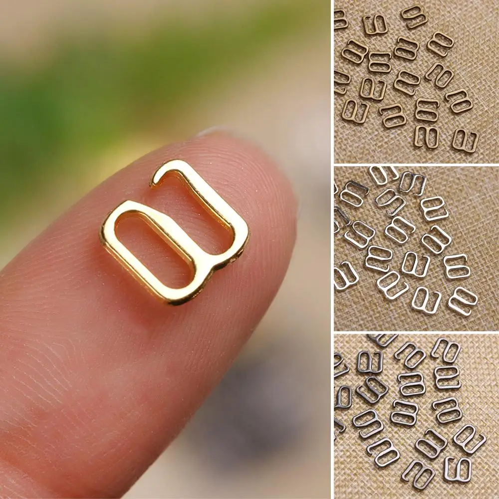 20/40pcs Mini Ultra-small 6mm 9 Metal Type Bar Doll Tri-glide Belt Buckles Clips Buttoon Adjustment Buckles DIY Doll