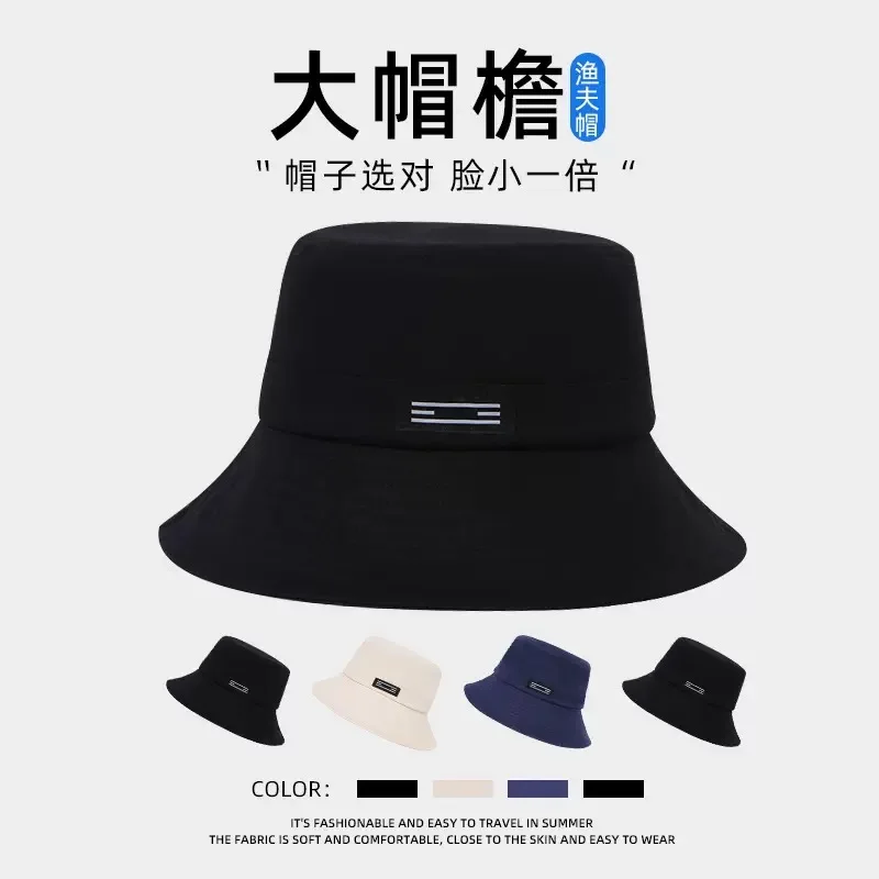 Japanese Big Head Waist Bucket hat Men's Summer Fashion Sun hat Big brim Sunscreen Hat Women's Sunshade Hat Show Small Face