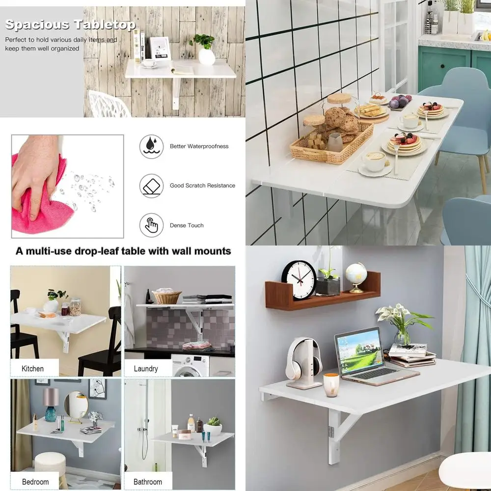 

Компактный складной стол из массива дерева, многофункциональный настенный стол для учебы и спальни (белый)