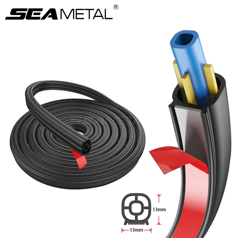 SEAMETAL Rubber Car Door Seal Strip Double Layer Soundproof Thickening Weather Strips Auto Door/Hood/Trunk Sealing Protector