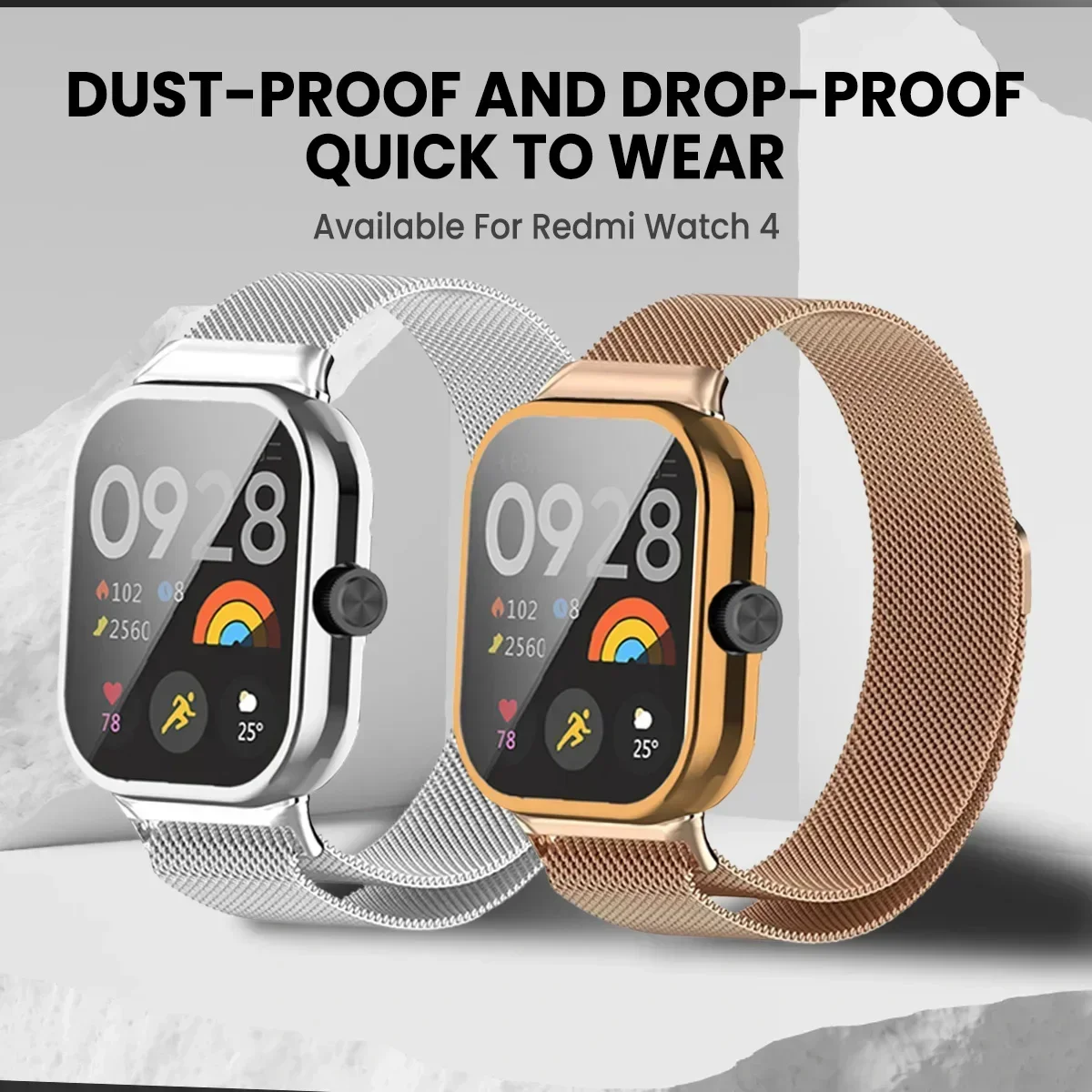 Milanese Loop for Xiaomi Redmi Watch 4 Metal Strap Watch4 TPU Case Screen Protector Soft Film Replacement Magnetic Watchband image 3