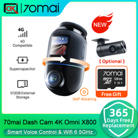 2025 70mai Dash Cam 4K Omni X800 Global Version IMX678 360° Full View Supercapacitor Built-in GPS ADAS 24H Parking Monitor