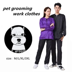 Pet Groomer Uniforms Pet Dog Grooming Clothes Long Sleeve Waterproof Not Stained With Hair Smock Breathable Beauty Gown Y0826