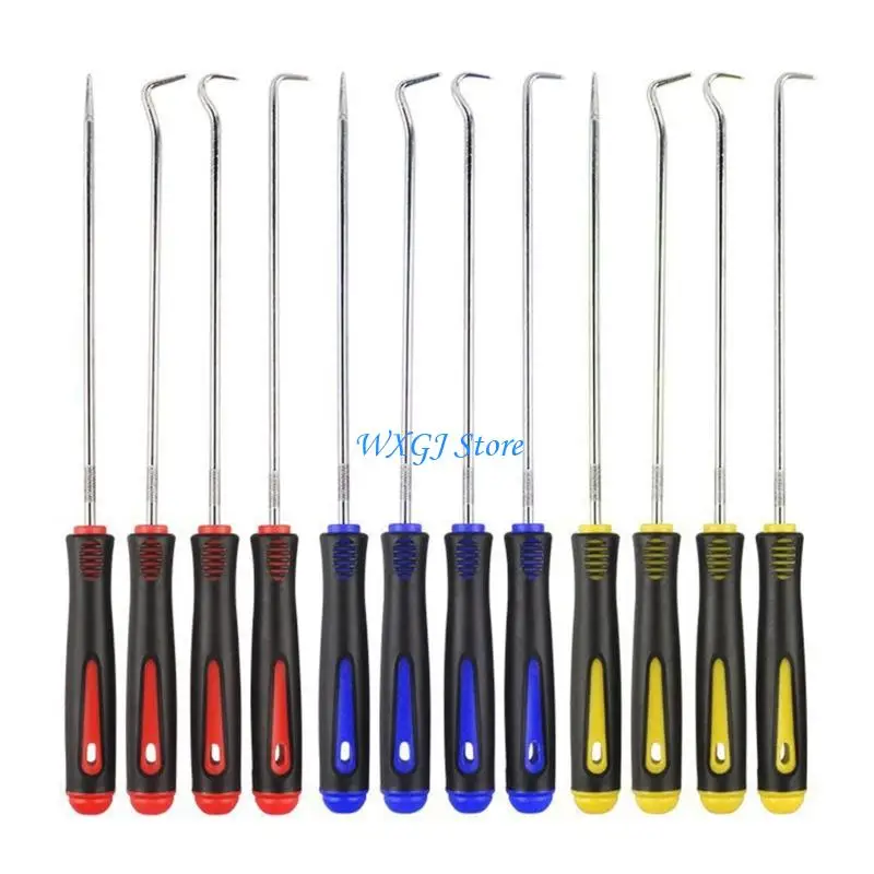 

37JE 4 Piece Automotive Seal Hook Removal Set Long Shafts Zinc Alloy Ergonomic Handle