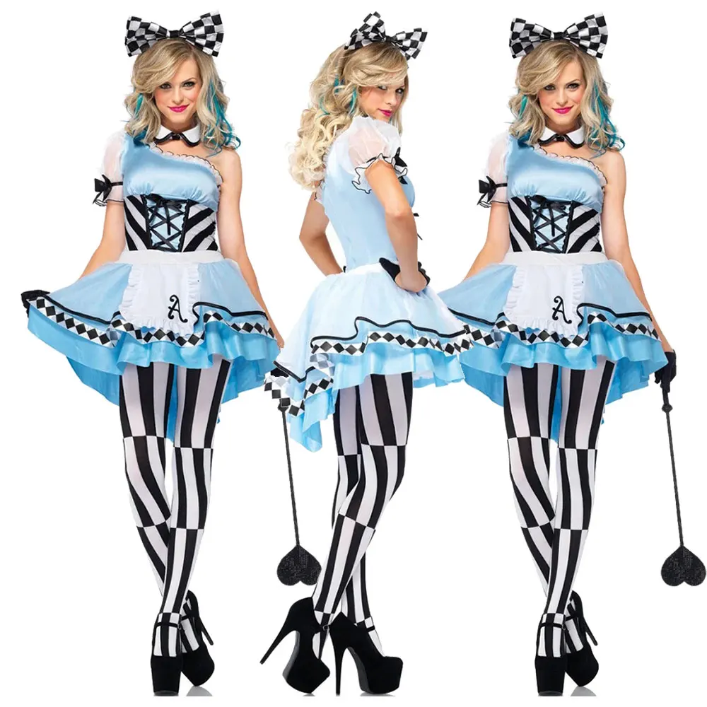 

Halloween Women Alice in Wonderland Sweet Lolita Maid Costume Stage Performance Anime Magician Cosplay Dress
