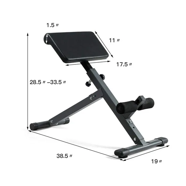 Adjustable AB Bench Hyperextension Exercise Abdominal Roman Chair for Home and Gym Back Machines