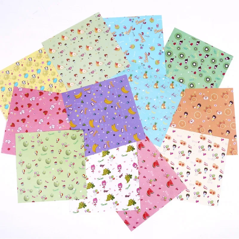 Flower Patterned Folding Paper, Square Origami Papers, DIY Kid Gift, 12 Kinds of Patterns, 15x15cm, 72 Sheets