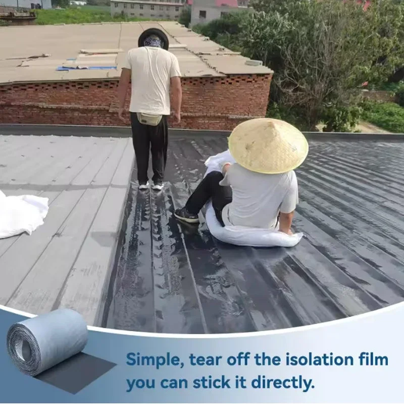 PE Self-Adhesive Roof Waterproof Tape Color Steel Tile Rusty Sealant Waterproof Heat Insulation Quiet Coil Material 1.5mm Thick