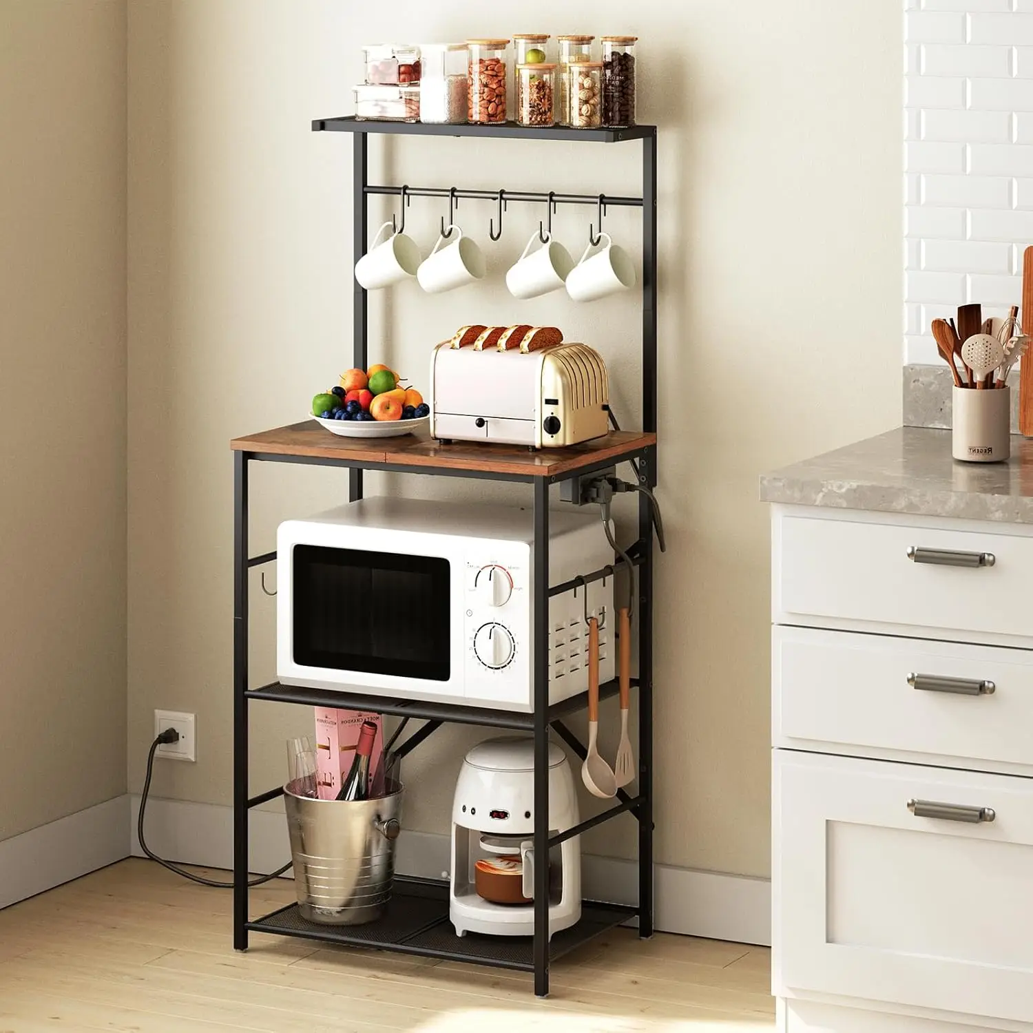Heavy Duty Stainless Steel Kitchen Shelves with Anti slip Pad Hooks Expandable Cutlery Cabinet Suitable for Small Spaces