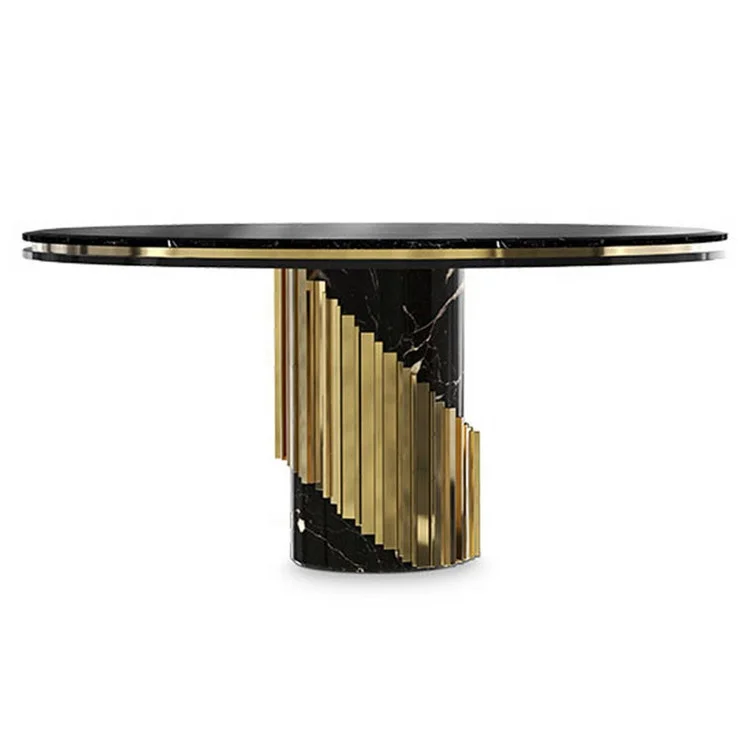 Modern Italian Design Marble Top Dining Table with Popular Stainless Steel Legs Banquet Style for Bar or Dining Room Furniture