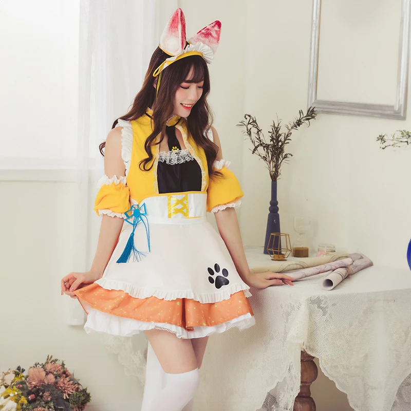 Mobile game anime role-playing fresh and cute cosplay clothing cute maid costume fox fan Daji uniform cosplay clothing