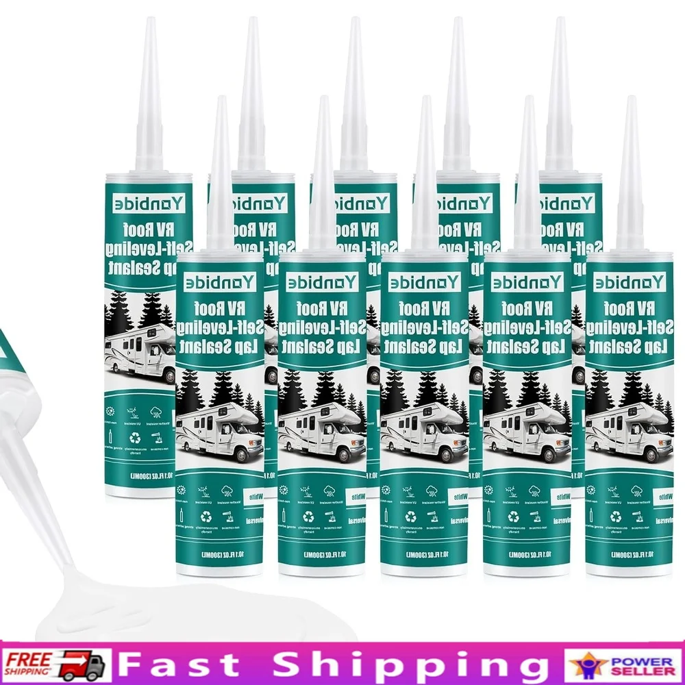 

Self Leveling Silicone Caulk RV Roof Sealant 10 Packs EPDM Sealant Weatherproof Moisture Resistance Easy Application Windows