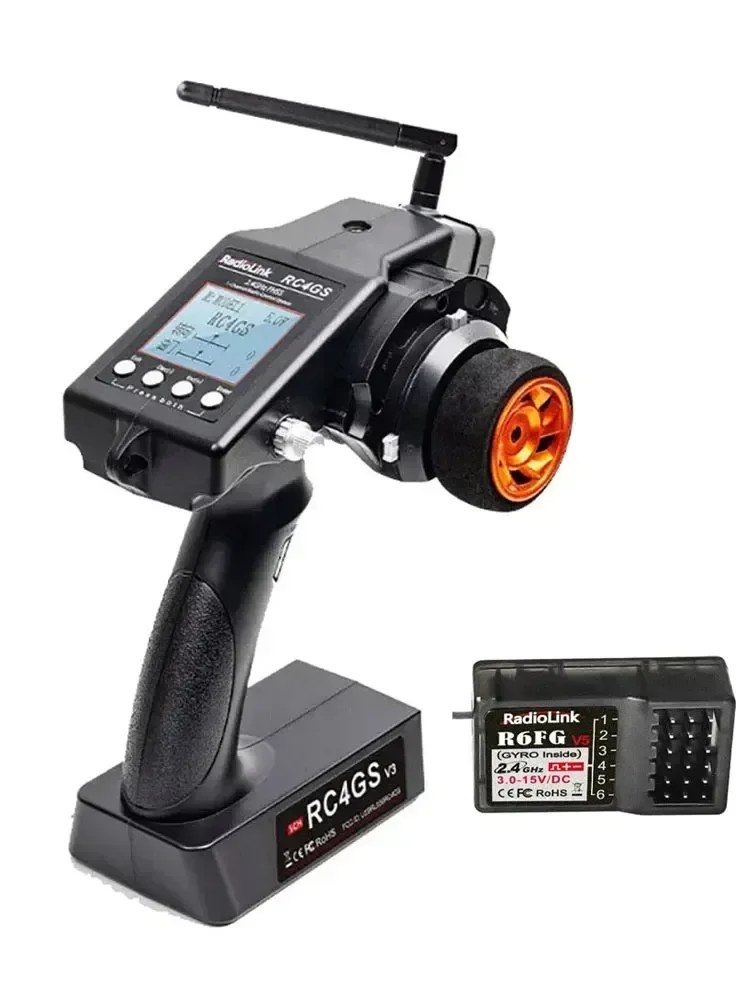 RadioLink New RC4GS V3 2.4G 4CH 400M Distance Remote Controller Transmitter & R6FG Gyro Inside Receiver for RC Car Boat