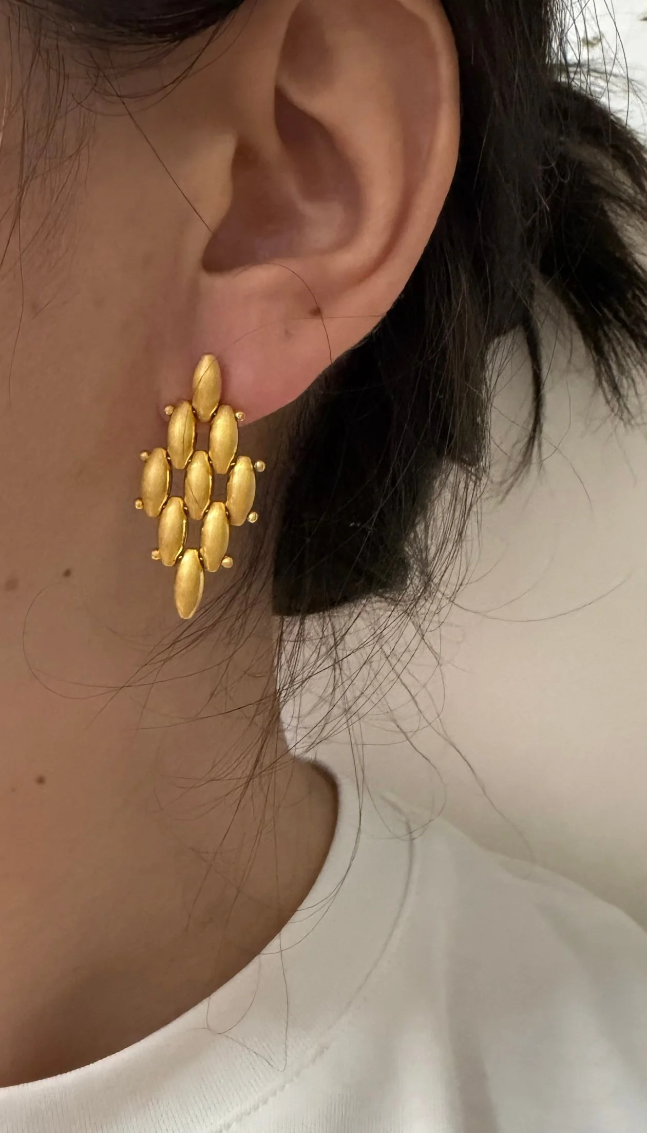 Korean New Design Fashion Jewelry 14K Gold plated Metal Geometric Metal Brushed Earrings Elegant Women Daily Work Accessories