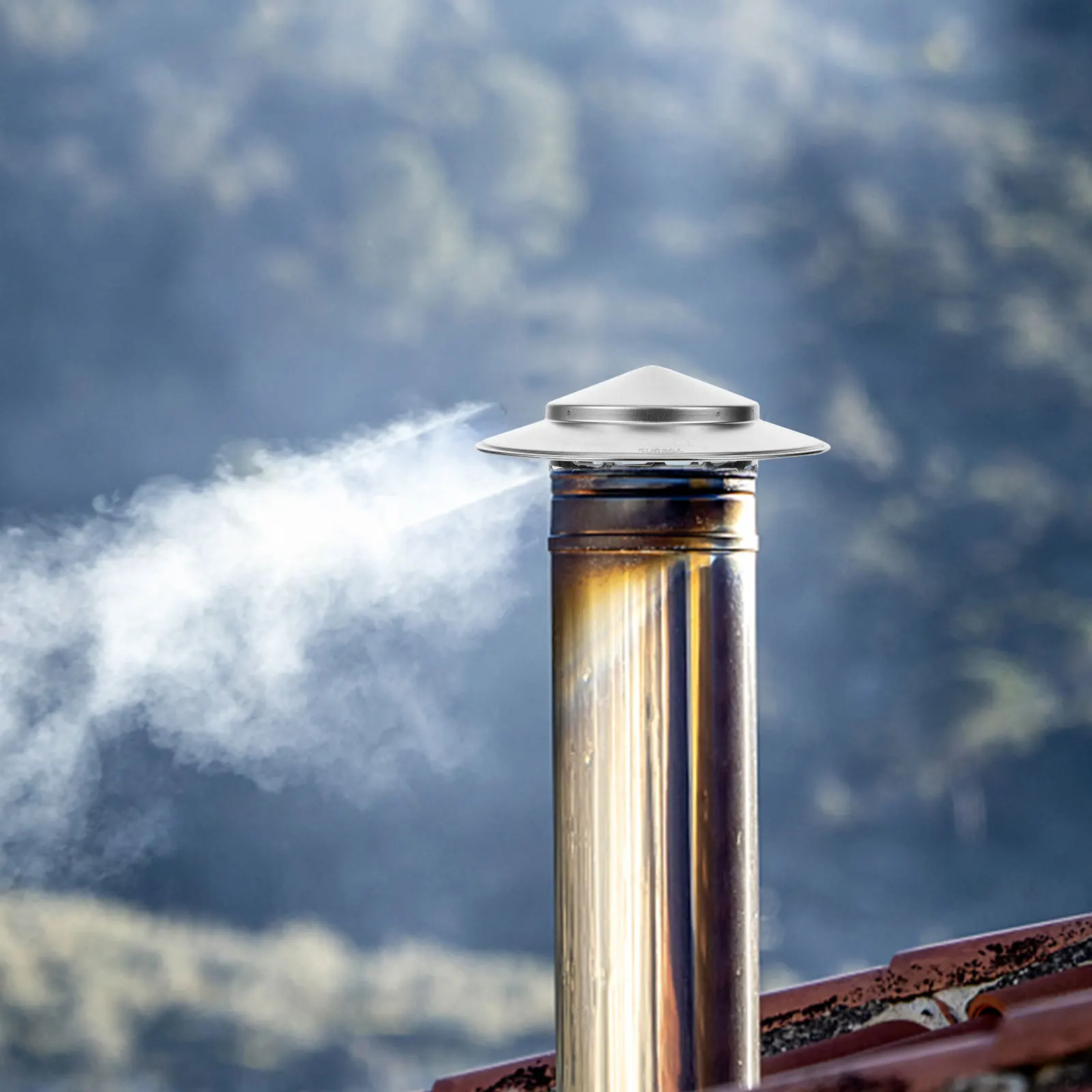 Tapa de chimenea de techo de acero inoxidable, tubo de lluvia, tubo de escape de estufa, 1 unidad