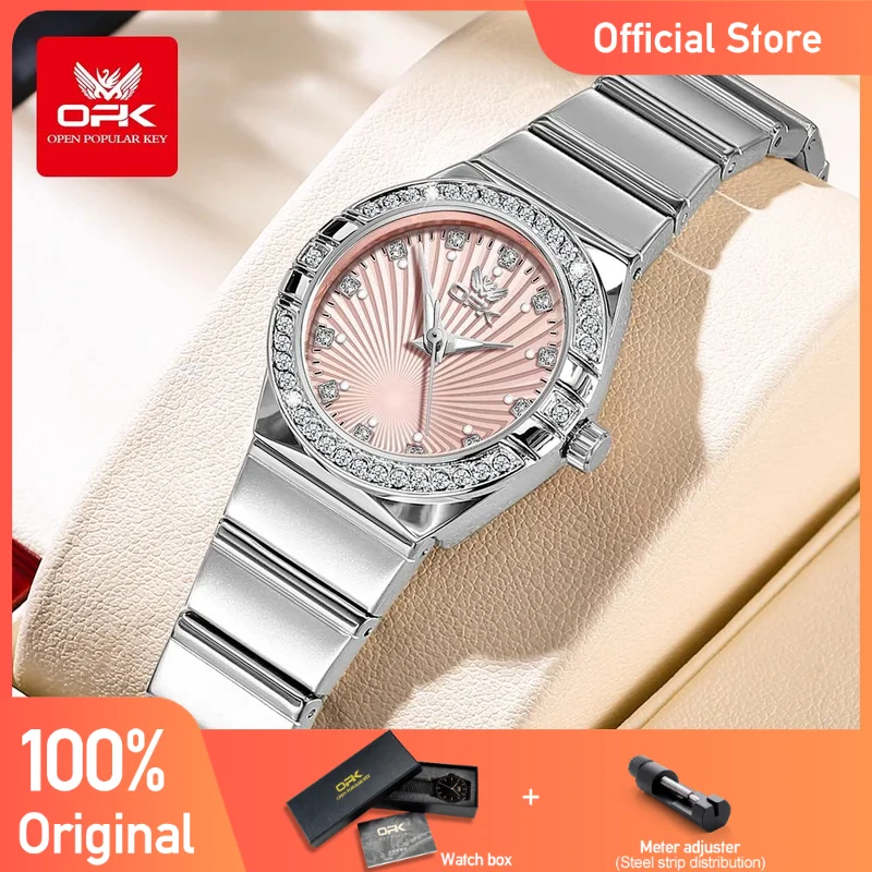 OPK 6042 Ladies Watches Original Fashion Light Quartz Wristwatch Waterproof Luminous Watches For Women Diamond scale Reloj Mujer