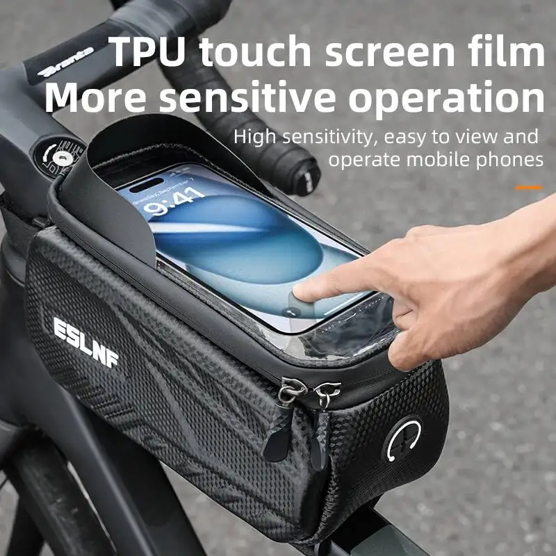 ESLNF Touch Screen Bike Pouch Top Tube Hard Case Waterproof Front Frame Phone EVA Bicycle