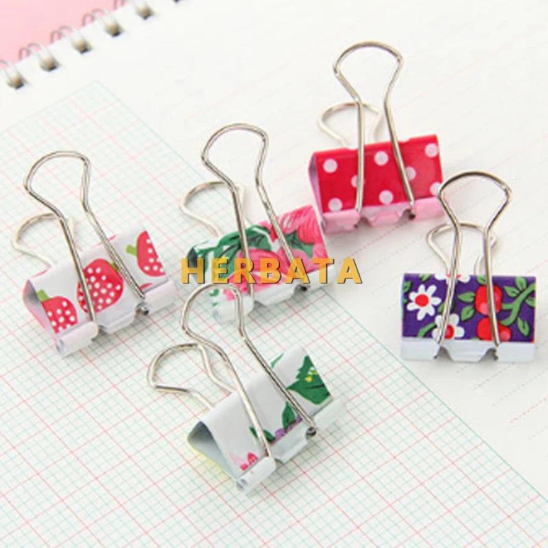 4 pcs/lot 19mm Fruit Color Smill Face Design Clips Purse Dovetail Paper Clip Metal Binder Clip School Office Binding Supplies