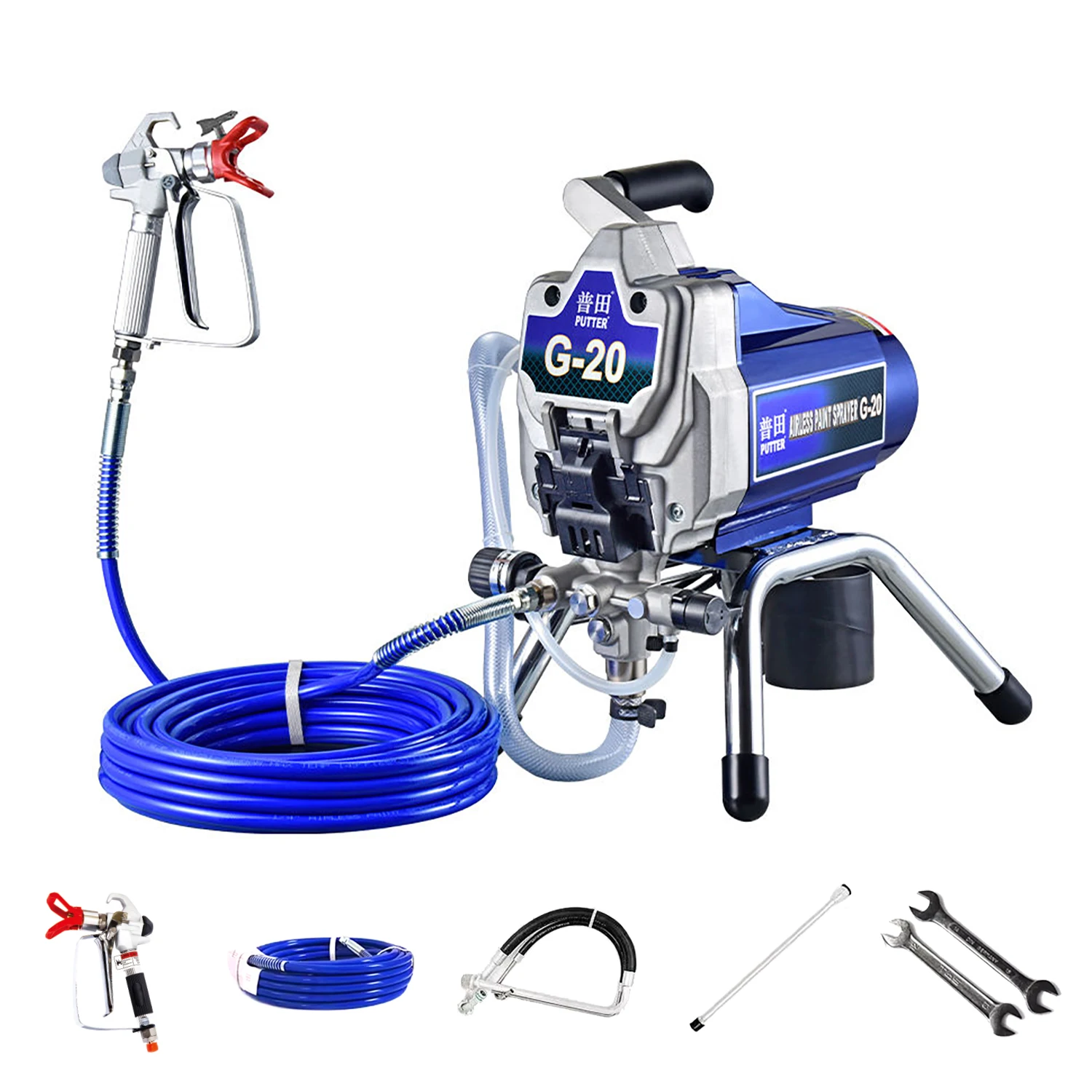 PUTTER Small Electric 220V Airless Sprayer High-Pressure Paint Gun PT-G20 Brushed Motor 3000 PSI 1.7L/Min For Home Projects