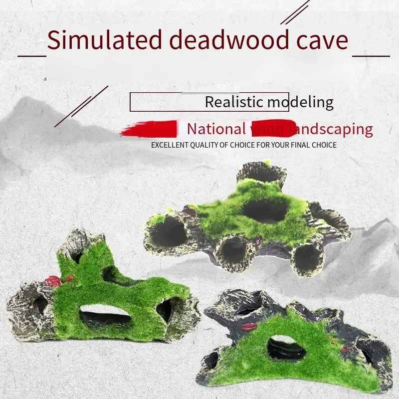 Akvaryum dekorasyon yosun ağaç evi reçine mağara balık ve karides gizleme ev peyzaj büyük balık tankı dekorasyon aksesuarları