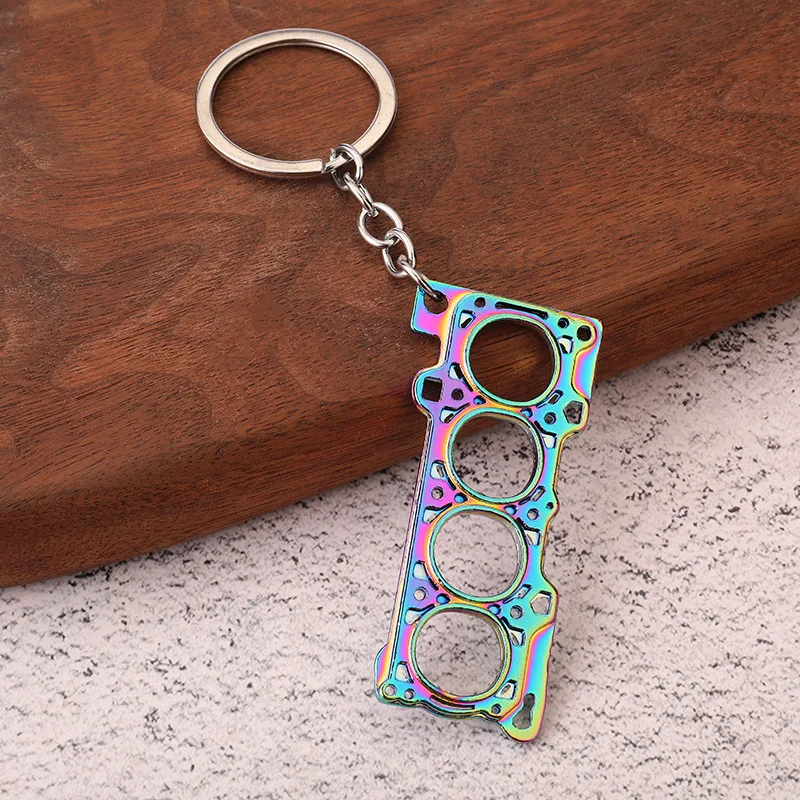 Tuning Keychain Car Modification Cylinder Head Engine Gasket Model Keychain Key Ring DIY Key Chain For F1 Racing Fans Gifts