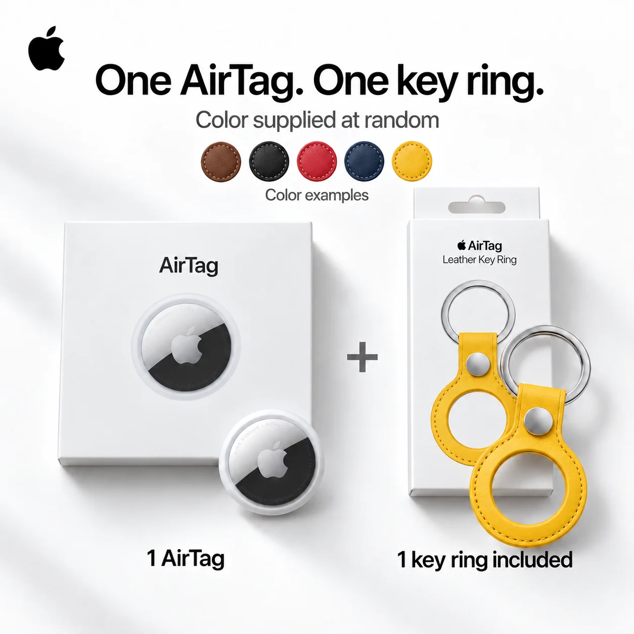 Original Apple AirTag 1st Gen 1 Pack Bluetooth Item Tracker for iPhone Find My Keys Bags Luggage with Free Random Color Key Ring
