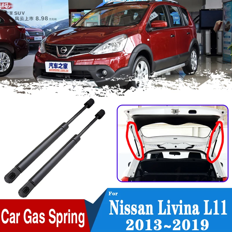 For Nissan Livina L11 2013~2019 Car Rear Trunk Tailgate Boot Gas Shock Struts Damper Lift Supports Car Accessories Hydraulic Rod