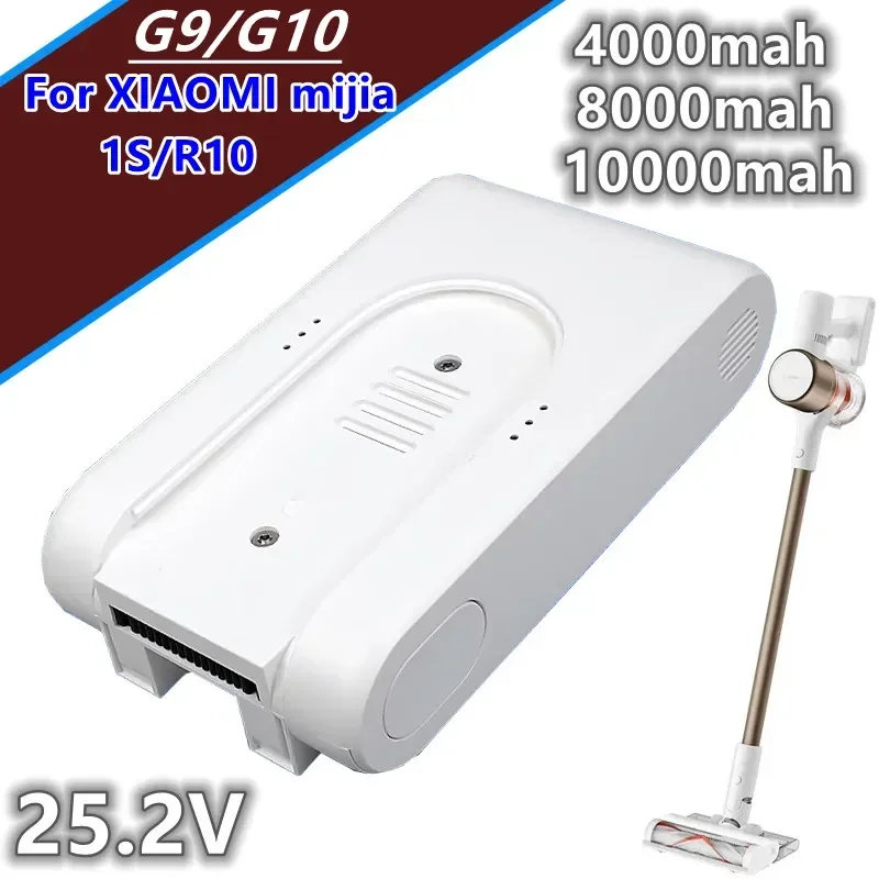 

2024 new 25.2V 4000mAh/8000mAh/10000mAh For mijia G9/g10/1S/R10 Wireless Vacuum Cleaner Rechargeable Lithium Ion Battery Pack