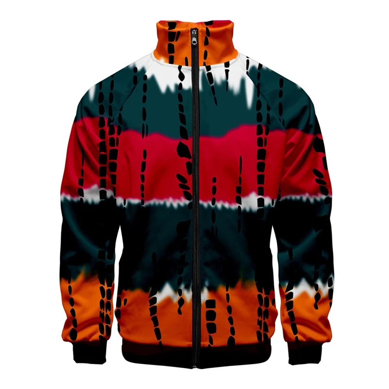 

New Tie-dye 3D Digital Print Stand Collar Zipper Jacket Men/Women Long Sleeve Jackets Streetwear Comfy Clothes Male Cheap Coats