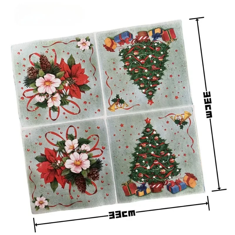 10/20pcs 33*33cm 2-Ply Christmas Tree Printed Napkins Christmas Wreath Party Decoration Paper Colourful Paper Placemats