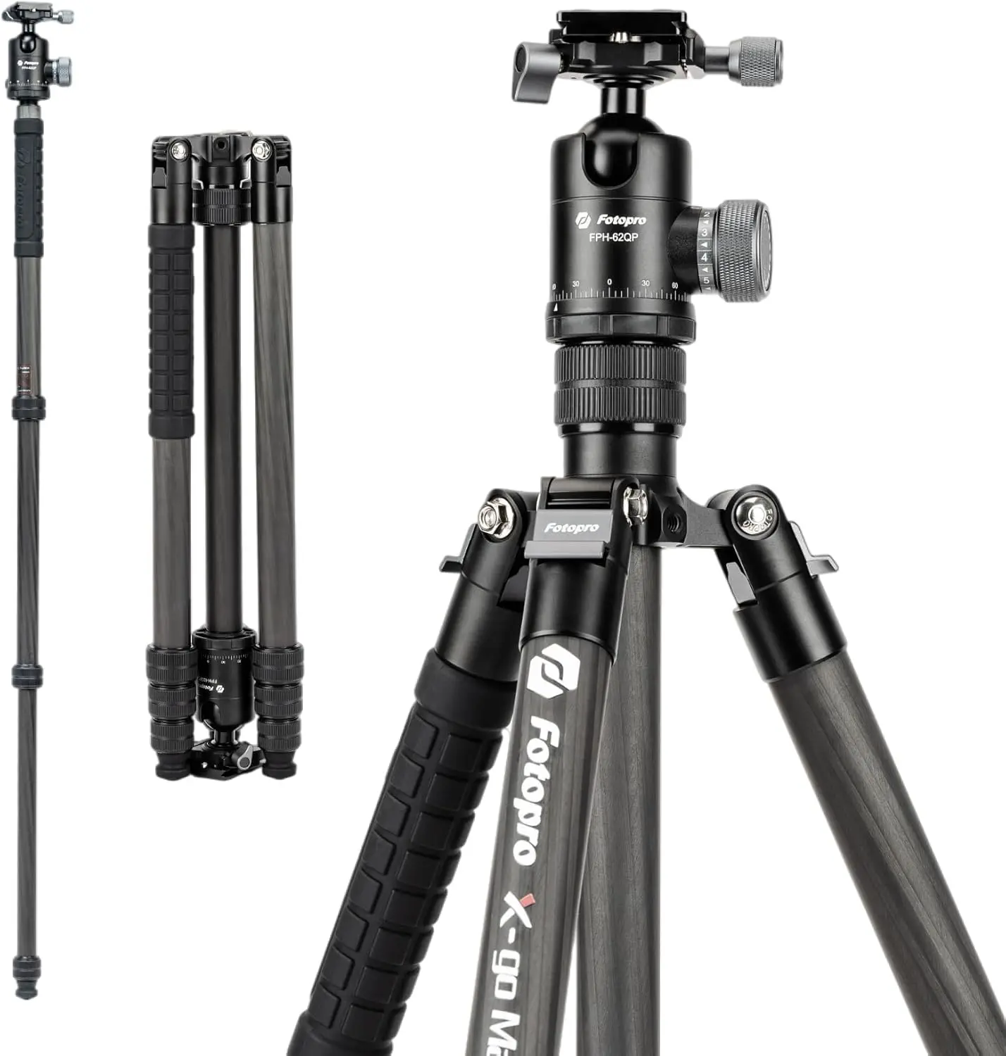 Fotopro Dual 360 Panorama Ball Head Full Functional Carbon Fiber Tripod