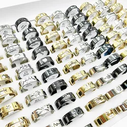 20pcs/Lot Wholesale Mix Style Size Stainless Steel Finger Rings For Women Men Fish Spider Snake Hollow Butterfly Lightning Star