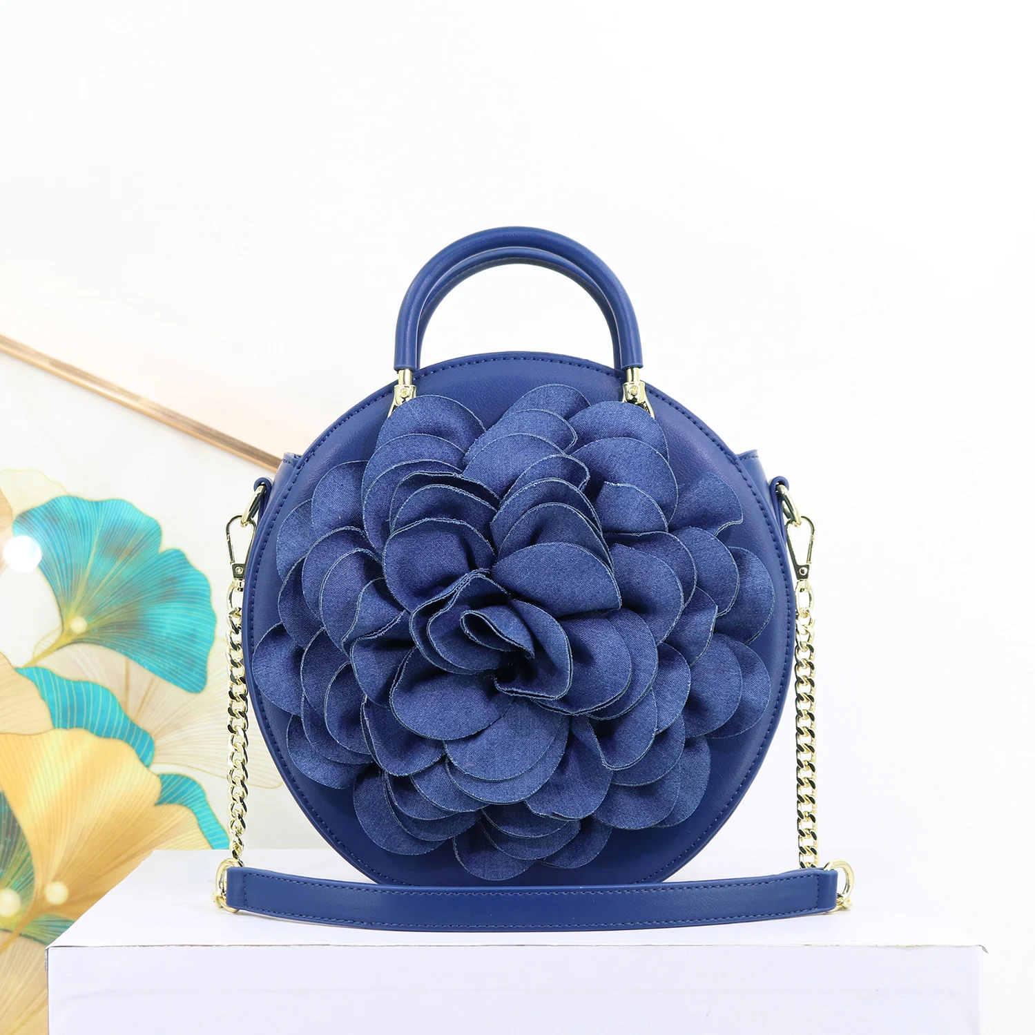 

Quality Ladies Bag Round and Solid Flower Handbag Textures Women's Handbag Luxury Crossbody Girl's Bag Top Selling Shoulder Bag