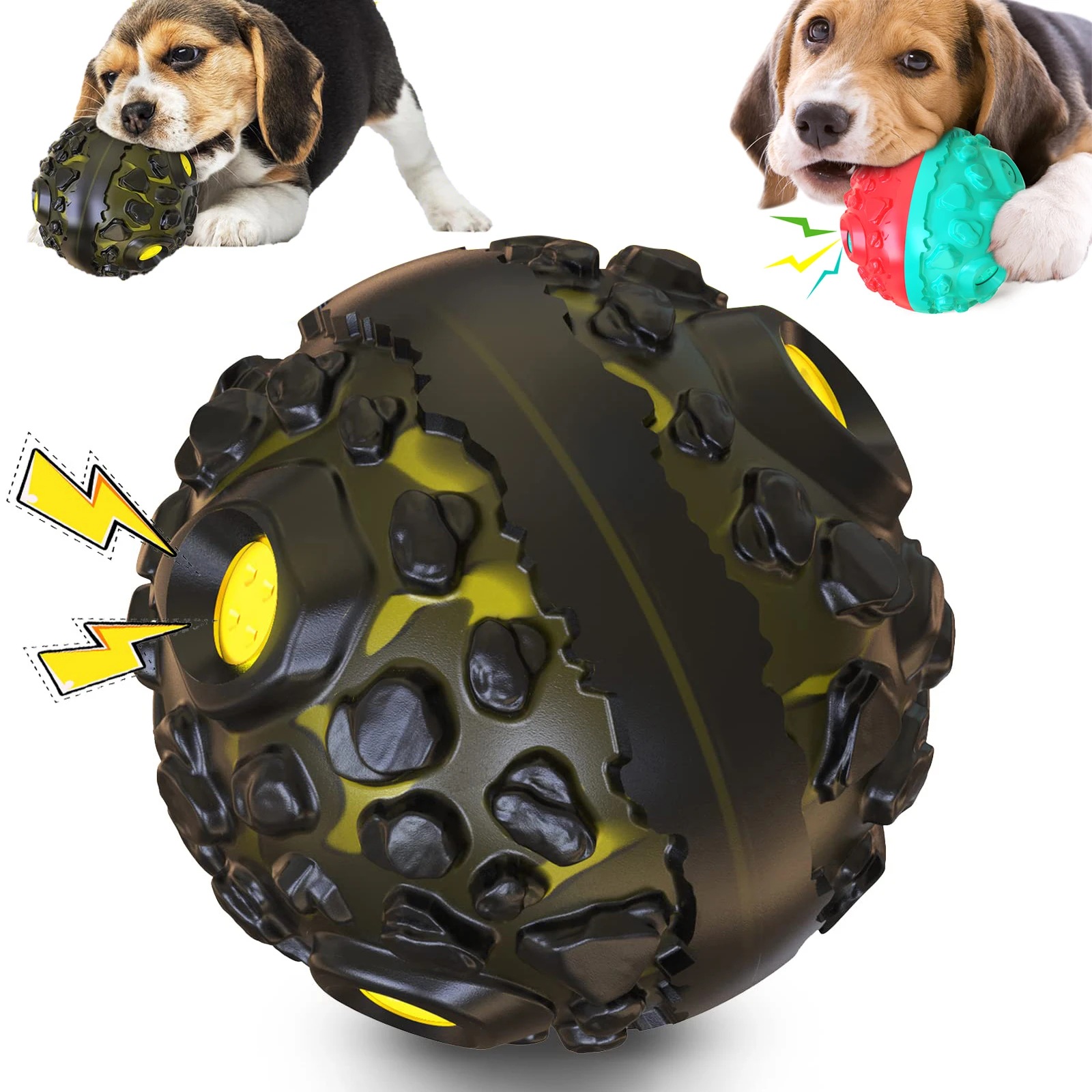 Dog Toy Ball for Aggressive Chewers, Interactive Fetch Dog Ball with Fun Squeaky Wobble Giggle Sound, Durable for Medium Dogs