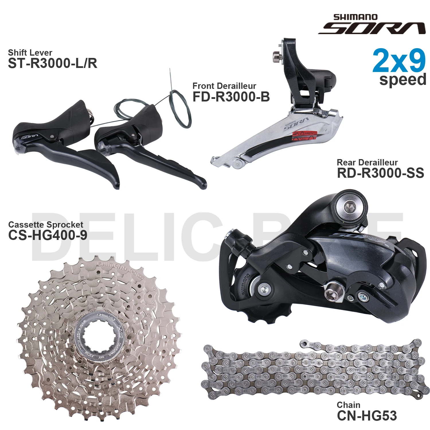 ST-R3000 2×9s SORA shimano Shimano SORA Bike ST R3000 2x9 Speed Shifter R3030 STI Dual