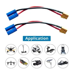 2Pcs XT60 Female Plug to EC5 Male Connector Adapter Charge Cable Lead Wire 14awg 15cm/30cm for ISDT Style Chargers