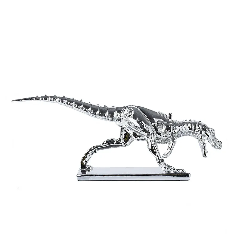 Resin Handicraft Silver Replica Animal Ornament Tyrannosaurus Rex Dinosaur Hollow Skeleton Decorative Figurines Home Decoration